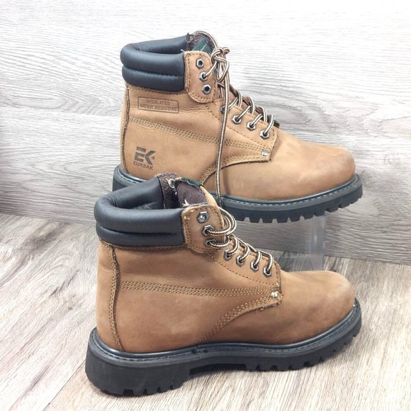 EK Eurbak Men Adult Insulated Water Oil Resistant Leather Ankle Work Boot Brown - Picture 8 of 12